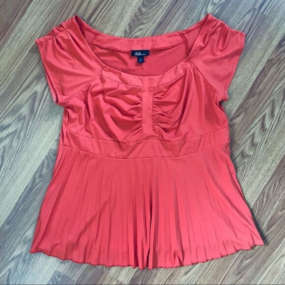 AGB Tops - Agb Woman Orange Cap Sleeve Tunic Top Gathered Front Size 1 X
